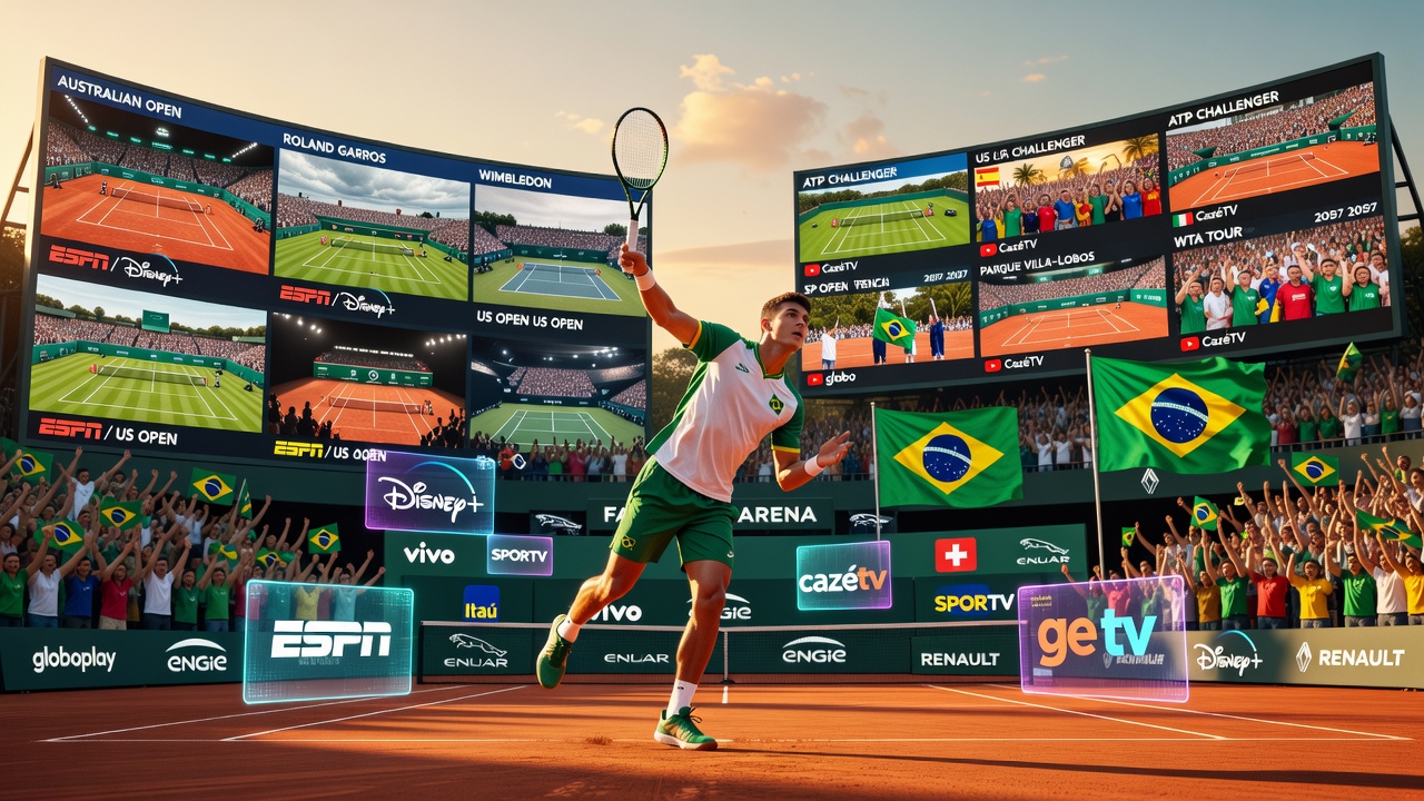 Tênis em 2026 no Brasil: ESPN, Disney+ e CazéTV dividem o circuito